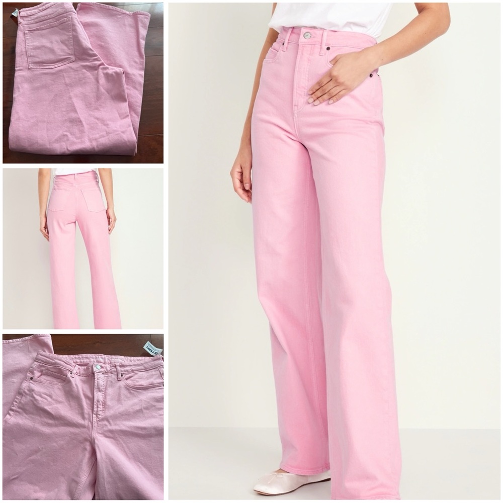 🌸 PINK WIDE LEG JEANS